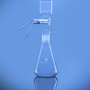 Blueron All Glass Filter Assembly with funnel, fritted base cap, clamp 47mm, ground joint flask 1Ltr.