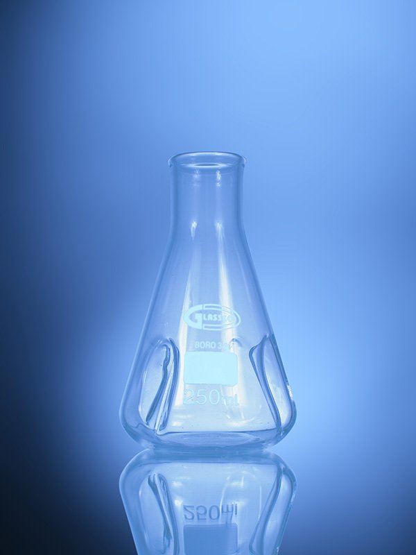 Blueron Baffled, narrow neck conical Flask, ASTM