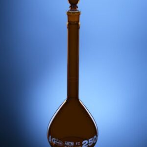 Blueron CLASS A Volumetric Flask Amber, UNSERIALIZED with Penny Head Stopper, ASTM