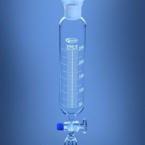 Blueron Dropping Funnel, Cylindrical with stem inside cone, Solid Glass Stopcock, DIN/ISO