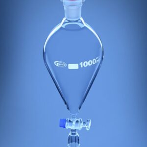 Blueron Separating Funnel Pear shape with stem inside cone, Solid Glass Stopcock