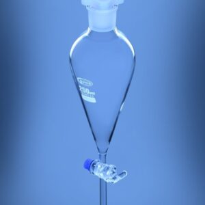 Blueron Separating Funnel, Squibb shape, Without Graduation, Solid Glass Stopcock, ISO